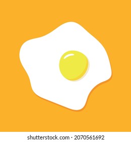 Fried egg isolated on orange background. Vector illustration.