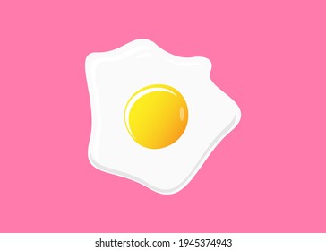 huevo frito aislado en un ícono plano de huevo frito de fondo rosado. vector de huevo frito