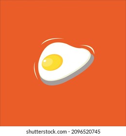 Fried egg isolated on red background. Fried egg icon in cartoon style vector. Fried egg close up