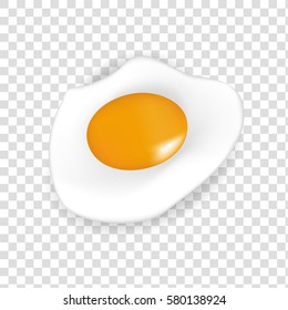 Fried egg isolated on transparent background, food ingredients, vector design