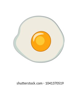 Fried egg isolated on white backgrounf, top view. Vector illustration.