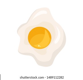 Fried egg isolated on white background. Fried egg flat icon. Fried egg closeup.