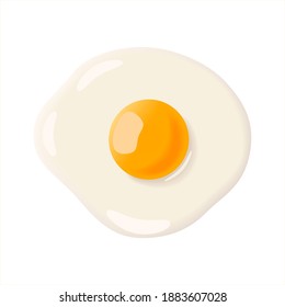 Fried egg isolated on white background. Natural product. Food ingredients, vector illustration. Cooked omelet. Cooking lunch, dinner, breakfast.