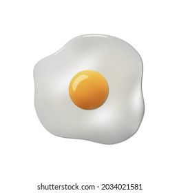 Huevo frito aislado en fondo blanco, ilustración vectorial