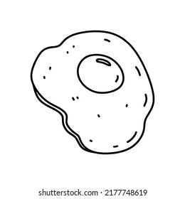 Huevo frito aislado sobre fondo blanco. Desayuno de proteínas. Ilustración de vectores dibujada a mano en estilo doodle. Perfecto para recetas, decoración, logotipo, menú, varios diseños.