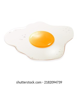 Huevo frito aislado sobre fondo blanco. Desayuno tradicional. Alimentos saludables. Huevo frito favorito en un primer plano. Ilustración es para el diseño de menús, banners, tarjetas.