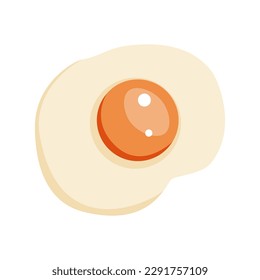 Fried egg isolated on white background. Fried egg flat icon. Fried egg closeup