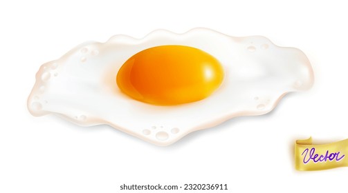 Huevo Frito Aislado En Un Fondo Blanco. Se puede usar para paquetes, diseño de afiches, sitios web, aplicaciones móviles.