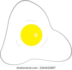 Fried egg isolated on white background. Fried egg flat icon. Protein food vector illustration