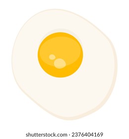 Fried egg isolated on white background. Cartoon vector illustration