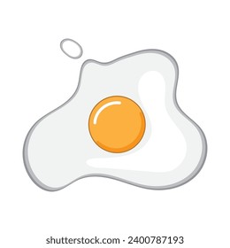 Fried egg isolated on white background. Fried egg flat icon. Fried egg close up. Vector illustration