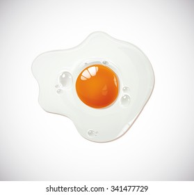 Fried Egg Isolated On White Background. Vector