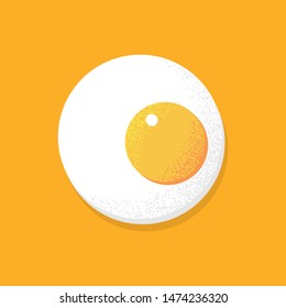 Fried egg isolated on yellow background. Fried egg flat icon. Fried egg closeup minimal
