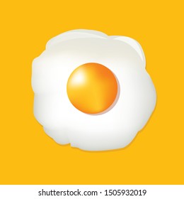 Fried Egg Isolated On Yellow Background