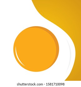 Fried egg isolated on yellow background. Fried egg flat icon. Fried egg closeup