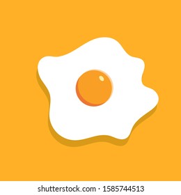 Fried egg isolated on yellow background flat icon in cartoon style vector