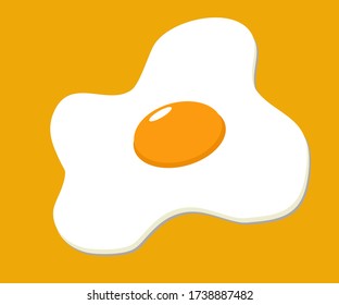Fried egg isolated on yellow background.
