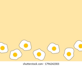 Fried egg isolated on yellow background. Fried egg flat icon. Fried egg closeup. banner.