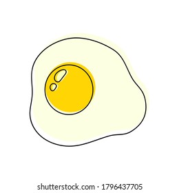 Huevo frito aislado sobre fondo amarillo. Icono plano de huevo frito. Huevos fritos cerrados.