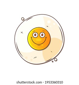 Fried egg isolated on yellow background. Fried egg flat icon. Fried egg closeup