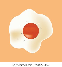 Fried egg isolated on yellow background. Fried egg flat icon. Fried egg vector illustration