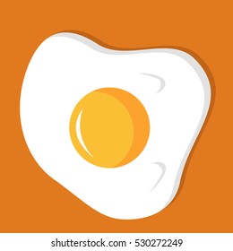 Fried egg isolated on yellow background. vector