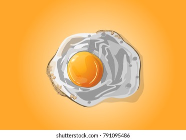 Fried egg isolated on yellow background