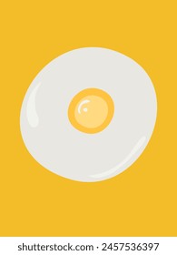 Fried egg isolated onyellow background. Fried egg flat icon. Fried egg closeup. vector fried egg