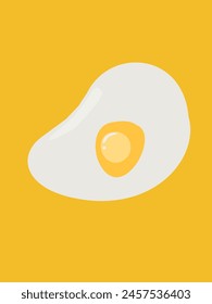 Huevo frito aislado sobre fondo amarillo. Icono plano de huevo frito. Huevo frito en primer plano. Huevo frito de Vector