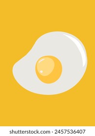 Spiegelei isoliert auf gelbem Hintergrund. Fried Egg Flat Icon. Spiegelei-Nahaufnahme. Vektorgrafik Spiegelei