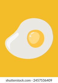 Fried egg isolated onyellow background. Fried egg flat icon. Fried egg closeup. vector fried egg