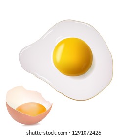 Fried egg isolated realistic 3d icon. Scrambled egg illustration. Vector eps10.