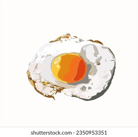 Fried egg isolated vector on white background.  