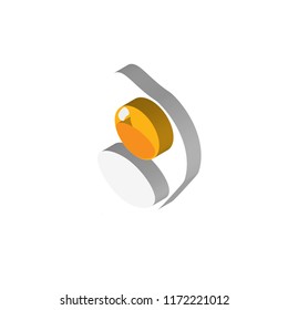 Fried egg isometric left top view 3D icon