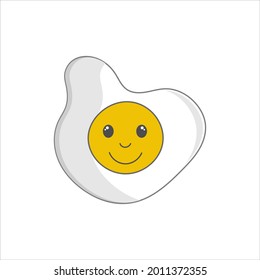 fried egg kawaii character, cheerful breakfast isolated on white background 