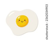 Fried egg. Kawaii style. Vector illustration. Isolated on white background.	
