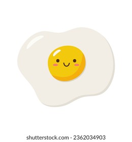 Fried egg. Kawaii style. Vector illustration. Isolated on white background.	
