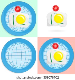 Fried egg like photo camera on a plate