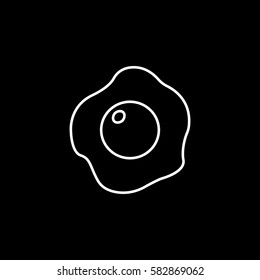 Fried egg line icon, food & drink elements, omelet sign, a linear pattern on a black background, eps 10.