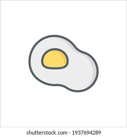 Fried egg Line Icon Isolated On White Background