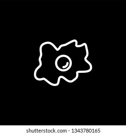 Fried Egg Line Icon On Black Background. Black Flat Style Vector Illustration.