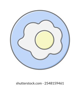 Fried Egg lineal color icon , vector, pixel perfect, illustrator file