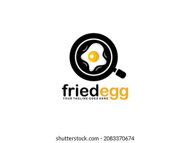 Fried egg logo design vector illustration