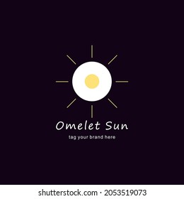 Fried egg logo template. Morning breakfast. Fast food vector illustration logo