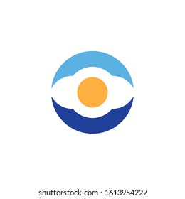 fried egg logo vector with circle element template