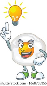 Fried egg mascot character design with have an idea cute gesture