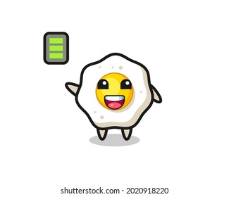 fried egg mascot character with energetic gesture , cute style design for t shirt, sticker, logo element