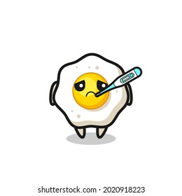 fried egg mascot character with fever condition , cute style design for t shirt, sticker, logo element