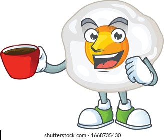 Diseño de mascota de huevo frito que muestra un gesto OK