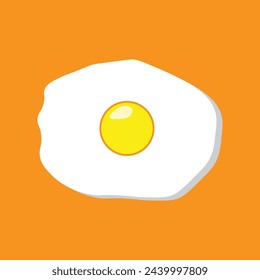 Fried egg omelette top view pan vector food illustration. Egg omelet albumen cartoon icon breakfast on Orange background. Vector illustration. Eps file 233.